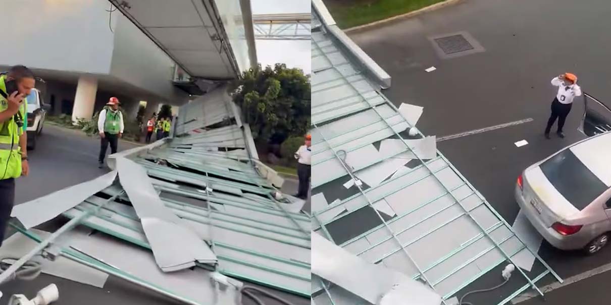 Cae techo de puente peatonal en el AICM: una automovilista resulta afectada en incidente en Terminal 1
