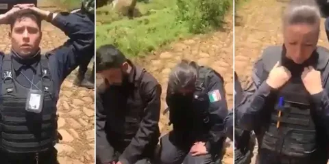 VIDEO. Hincados y llorando graban a policías de Jalisco siendo interrogados por sicarios 