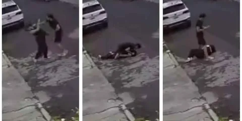 Cámaras de seguridad captan a sujeto golpeando brutalmente a su novia en la calle. Increíble reacción vecinal 