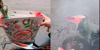 Explota paquete que llevaba motociclista de aplicación en Tlalnepantla; FGJEM investiga